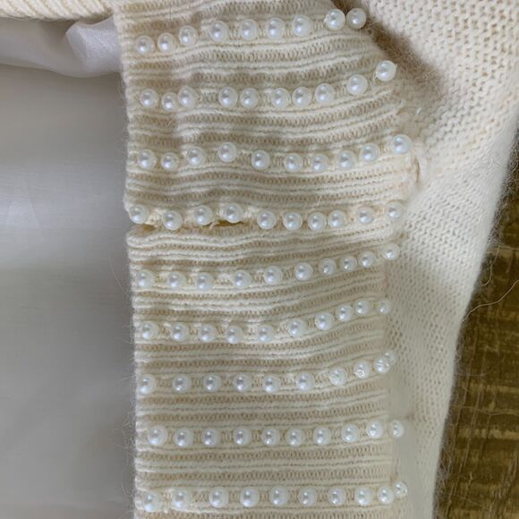 Vintage Jubiana Stylist angora open front cardigan pearl beaded medium - Picture 9 of 10